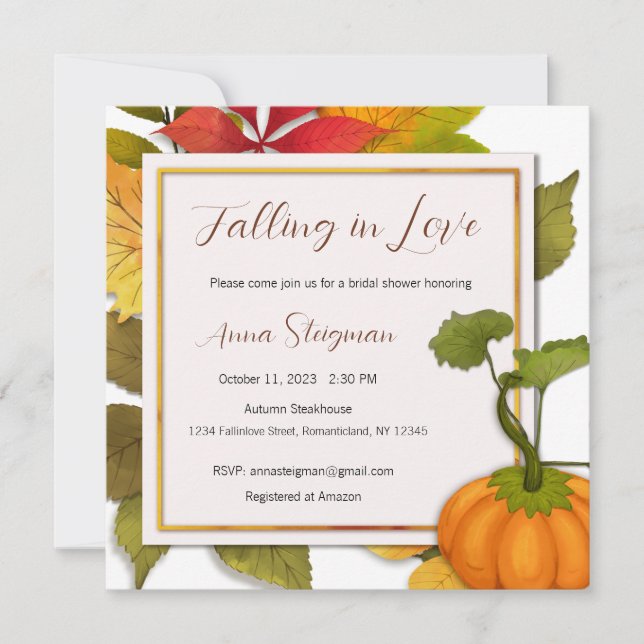 Falling in Love Invitation, Bridal Shower, Wedding Invitation (Front)