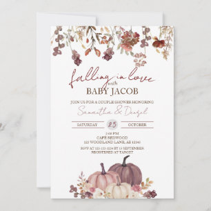 Falling in Love with Baby, Pumpkin Couple Shower Invitation
