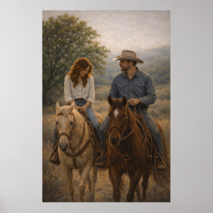 Falling in Stride Western Horse Art Poster