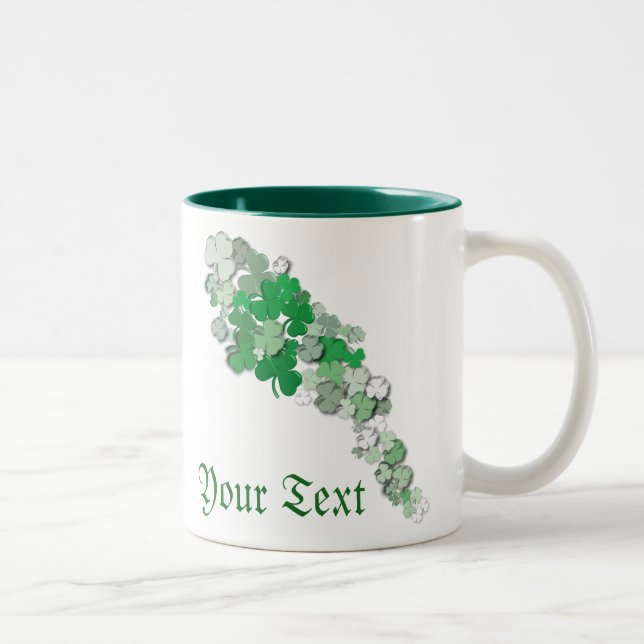Falling Irish Shamrocks Two-Tone Coffee Mug (Right)
