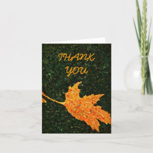 Falling Leaf Oil Painting Thank You Note Card