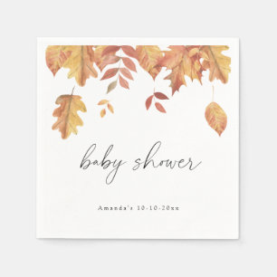 Falling leaves autumn baby shower napkin