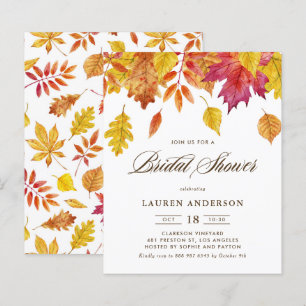 Falling Leaves Autumn Bridal Shower Invitation