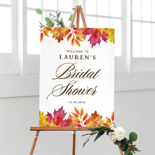 Falling Leaves Autumn Bridal Shower Welcome Poster