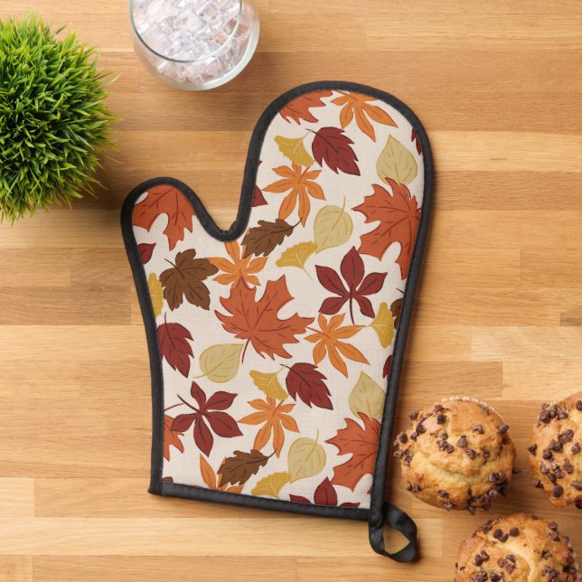 Falling Leaves Autumn Oven Mitt (Top down)