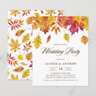 Falling Leaves Autumn Wedding Party Invitation