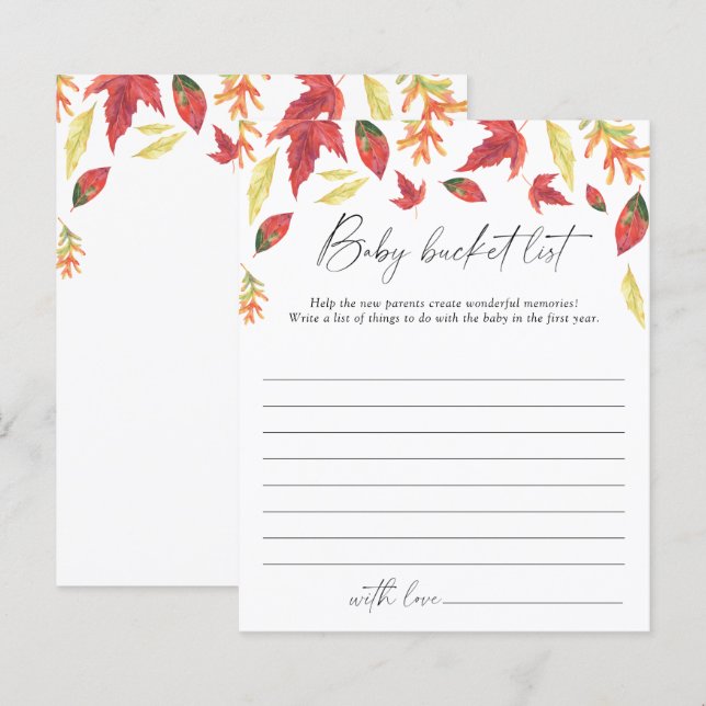Falling leaves - Baby bucket list game (Front/Back)