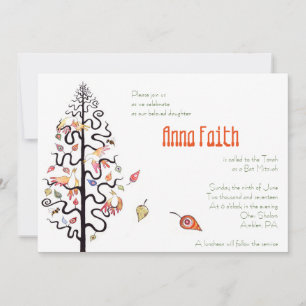 Falling Leaves Birds & Bees Bat Mitzvah Invitation