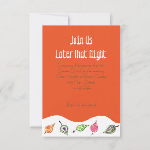 Falling Leaves Birds & Bees Bat Mitzvah Party Card