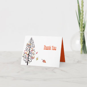 Falling Leaves Birds & Bees Bat Mitzvah Thank You Card