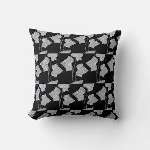 Falling Leaves  Black  Throw Pillow