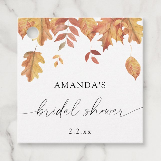 Falling leaves bridal shower Favour Tags (Front)