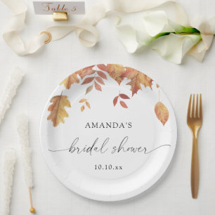Falling leaves bridal shower Favour Tags Paper Plate