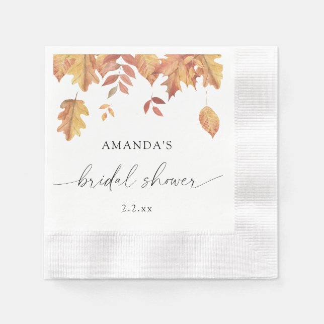 Falling leaves bridal shower napkin (Front)