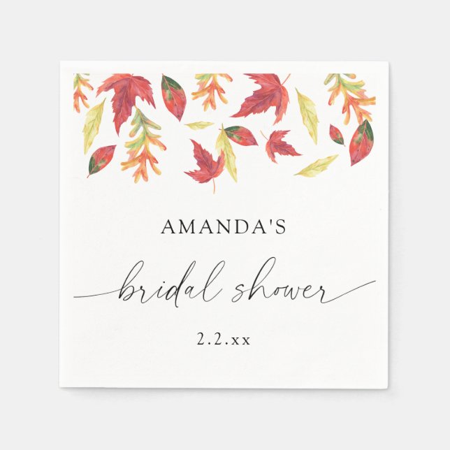 Falling leaves bridal shower napkin (Front)