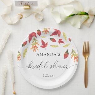 Falling leaves bridal shower paper plate