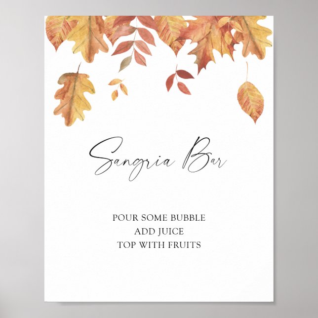 Falling leaves bridal shower - sangria bar poster (Front)