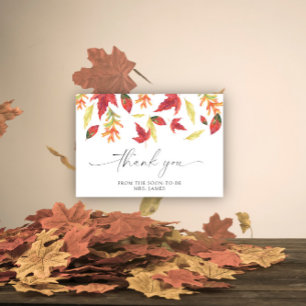 Falling leaves bridal shower thank you card