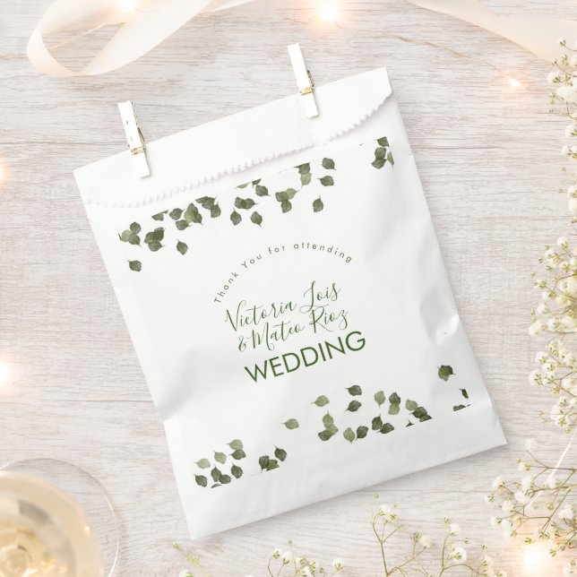 Falling Leaves Fall Autumn Greenery Thank You   Favour Bag (Clipped)