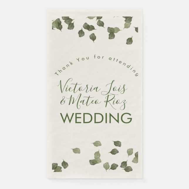 Falling Leaves Fall Autumn Greenery Thank You   Napkin (Front)