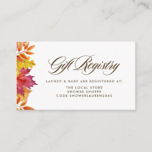 Falling Leaves Garland Autumn Baby Shower Registry Enclosure Card
