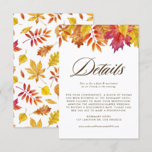 Falling Leaves Garland Autumn Wedding Details Enclosure Card