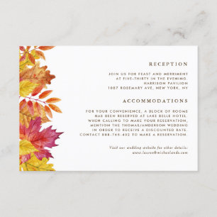 Falling Leaves Garland Autumn Wedding Details Enclosure Card