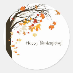 Falling Leaves Happy Thanksgiving Envelope Sticker
