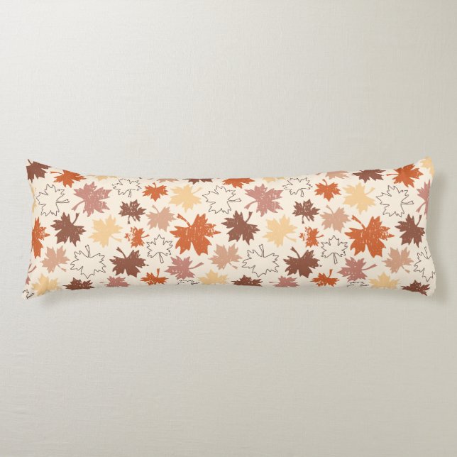 Falling leaves in natural earth autumn design body pillow (Front)