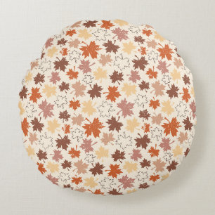 Falling leaves in natural earth autumn design round pillow