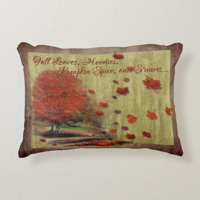 Falling Leaves Landscape Accent Pillow (Front)