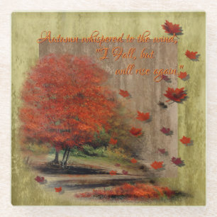 Falling Leaves Landscape Glass Coaster