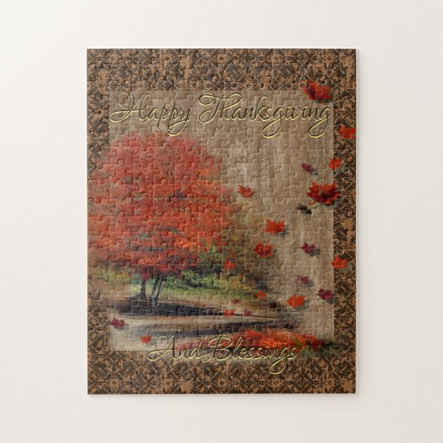 Falling Leaves Landscape Jigsaw Puzzle (Vertical)