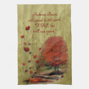 Falling Leaves Landscape Kitchen Towel