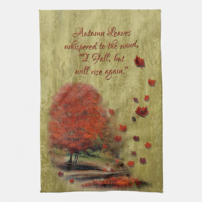 Falling Leaves Landscape Kitchen Towel (Vertical)