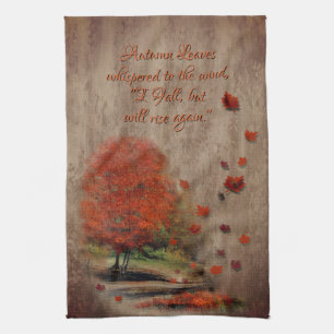 Falling Leaves Landscape Kitchen Towel