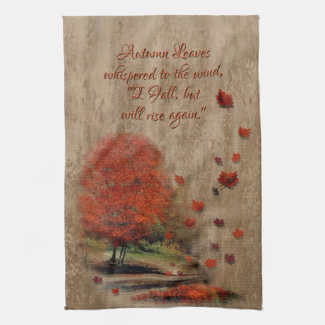 Falling Leaves Landscape Kitchen Towel (Vertical)