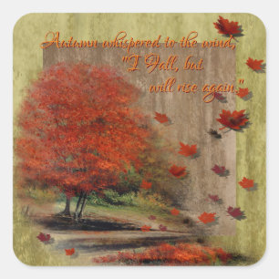 Falling Leaves Landscape Square Sticker