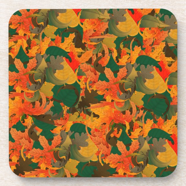 Falling Leaves Pattern for Autumn Coaster (Front)