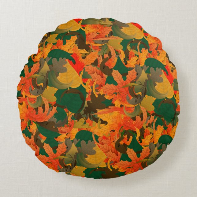 Falling Leaves Pattern for Autumn Throw Pillow (Front)