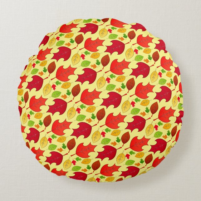 Falling Leaves Round Pillow (Front)