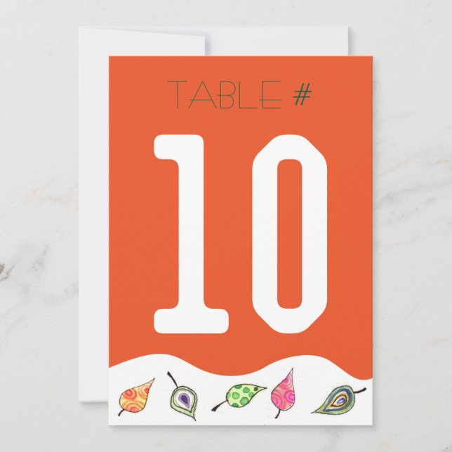 Falling Leaves Table Number Card (Front)