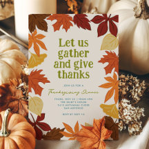 Falling Leaves Thanksgiving Invitation