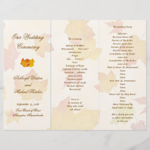 Falling Leaves Tri-fold Wedding Program Template