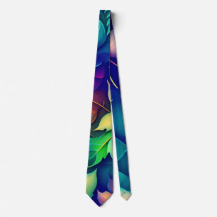 Falling leaves Violet Gradient Rainbow Pattern Tie