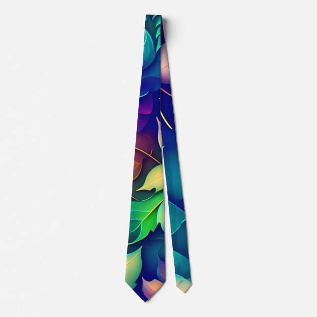 Falling leaves Violet Gradient Rainbow Pattern Tie (Front)