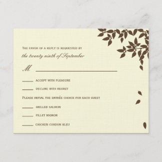 Falling Leaves Wedding RSVP/Response Cards (Brown)