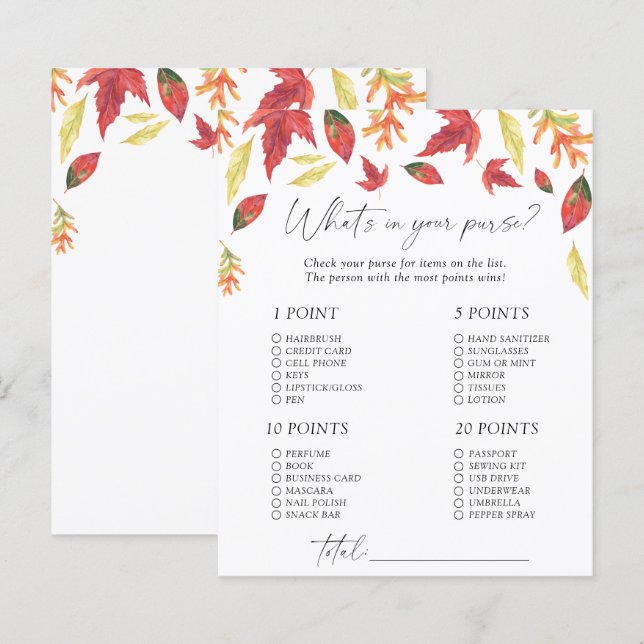 Falling leaves - What's in your purse game (Front/Back)