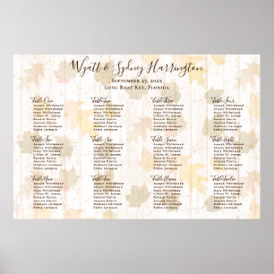 Falling Leaves Wood Reception Table Seating Chart