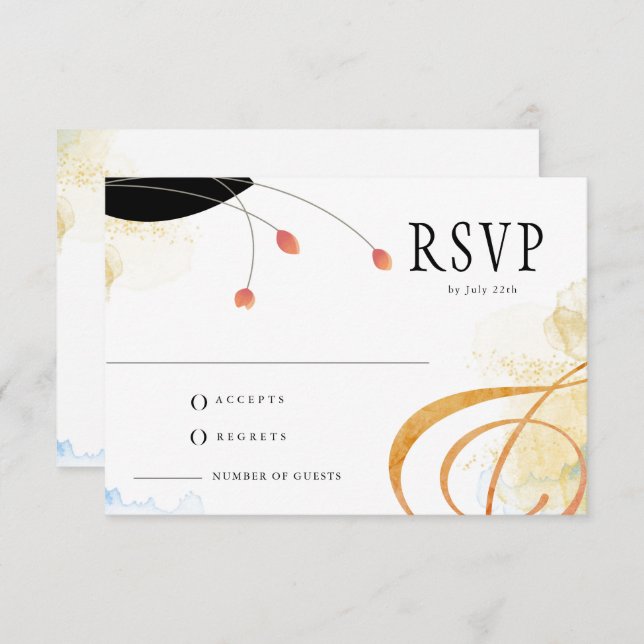 Falling Melody Poetic Watercolor Floral RSVP Card (Front/Back)